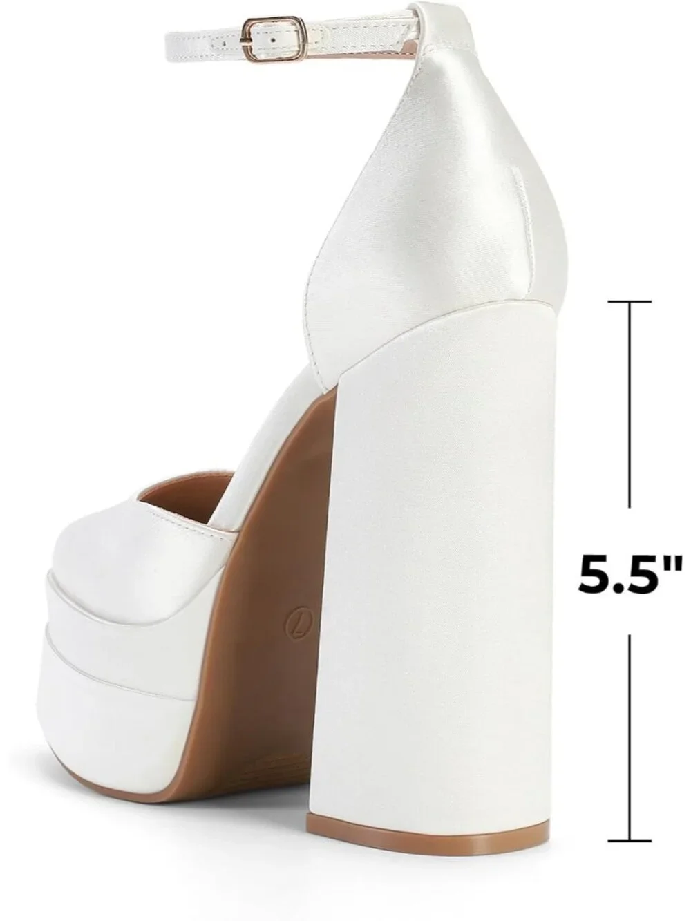 Dream Pairs Women's White Satin Square Closed Toe Ankle Strap High Platform Heel